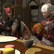 Two characters enjoy cheeseburgers in a screenshot from FFIX Endwalker.
